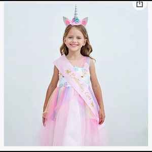 Unicorn Dress w/ hand band and sash